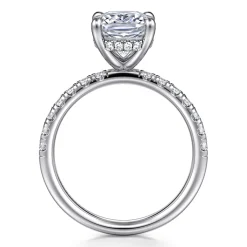 New Gabriel & Co. Adela - 14K White Gold Elongated Cushion Hidden Halo Diamond Engagement Ring
