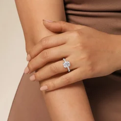 New Gabriel & Co. Adela - 14K White Gold Elongated Cushion Hidden Halo Diamond Engagement Ring
