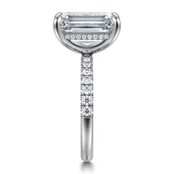 Discount Gabriel & Co. Adela - 14K White Gold Emerald Cut Hidden Halo Diamond Engagement Ring