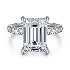Discount Gabriel & Co. Adela - 14K White Gold Emerald Cut Hidden Halo Diamond Engagement Ring