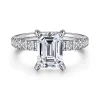 Sale Gabriel & Co. Adela - 14K White Gold Emerald Cut Hidden Halo Diamond and Engagement Ring