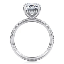 New Gabriel & Co. Adela - 14K White Gold Emerald Cut Hidden Halo Diamond Engagement Ring