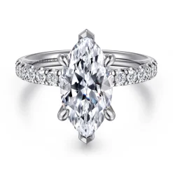 Best Gabriel & Co. Adela - 14K White Gold Marquise Shape Hidden Halo Diamond Engagement Ring