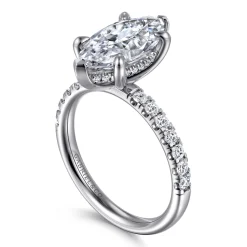 Best Gabriel & Co. Adela - 14K White Gold Marquise Shape Hidden Halo Diamond Engagement Ring