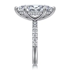 Discount Gabriel & Co. Adela - 14K White Gold Marquise Shape Hidden Halo Diamond Engagement Ring