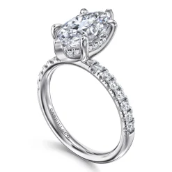Clearance Gabriel & Co. Adela - 14K White Gold Marquise Shape Hidden Halo Diamond Engagement Ring
