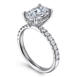 Discount Gabriel & Co. Adela - 14K White Gold Oval Hidden Halo Diamond Engagement Ring