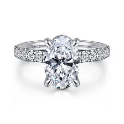 Discount Gabriel & Co. Adela - 14K White Gold Oval Hidden Halo Diamond Engagement Ring