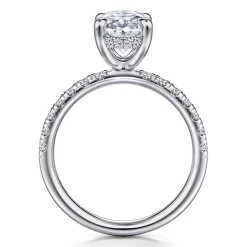 Discount Gabriel & Co. Adela - 14K White Gold Oval Hidden Halo Diamond Engagement Ring