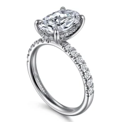 Gabriel & Co. Adela - 14K White Gold Oval Hidden Halo Diamond Engagement Ring