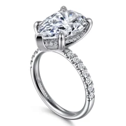 Discount Gabriel & Co. Adela - 14K White Gold Pear Shape Hidden Halo Diamond Engagement Ring