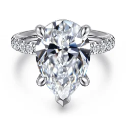 Discount Gabriel & Co. Adela - 14K White Gold Pear Shape Hidden Halo Diamond Engagement Ring