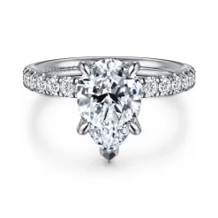 Gabriel & Co. Adela - 14K White Gold Pear Shape Hidden Halo Diamond Engagement Ring