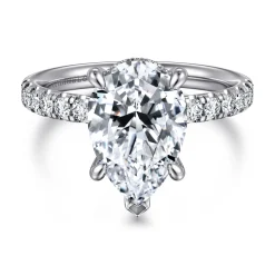 Outlet Gabriel & Co. Adela - 14K White Gold Pear Shape Hidden Halo Diamond Engagement Ring