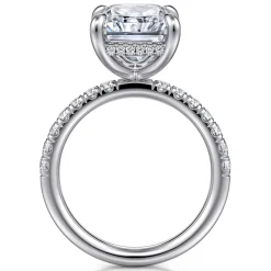 Hot Gabriel & Co. Adela - 14K White Gold Radiant Cut Hidden Halo Diamond Engagement Ring