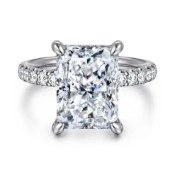 Hot Gabriel & Co. Adela - 14K White Gold Radiant Cut Hidden Halo Diamond Engagement Ring