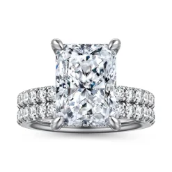 Hot Gabriel & Co. Adela - 14K White Gold Radiant Cut Hidden Halo Diamond Engagement Ring