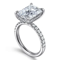 Hot Gabriel & Co. Adela - 14K White Gold Radiant Cut Hidden Halo Diamond Engagement Ring