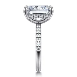 Hot Gabriel & Co. Adela - 14K White Gold Radiant Cut Hidden Halo Diamond Engagement Ring