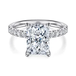 Best Gabriel & Co. Adela - 14K White Gold Radiant Hidden Halo Diamond and Engagement Ring