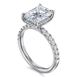 Best Gabriel & Co. Adela - 14K White Gold Radiant Hidden Halo Diamond and Engagement Ring