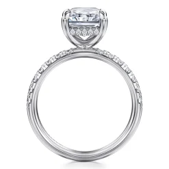 Best Gabriel & Co. Adela - 14K White Gold Radiant Hidden Halo Diamond and Engagement Ring