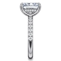Sale Gabriel & Co. Adela - 14K White Gold Radiant Hidden Halo Diamond and Engagement Ring