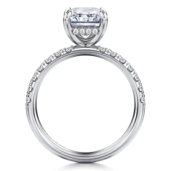 Sale Gabriel & Co. Adela - 14K White Gold Radiant Hidden Halo Diamond and Engagement Ring
