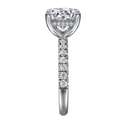 New Gabriel & Co. Adela - 14K White Gold Round Hidden Halo Diamond Engagement Ring