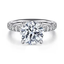 New Gabriel & Co. Adela - 14K White Gold Round Hidden Halo Diamond Engagement Ring