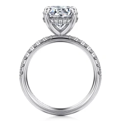 New Gabriel & Co. Adela - 14K White Gold Round Hidden Halo Diamond Engagement Ring