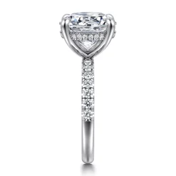 Best Gabriel & Co. Adela - 14K White Gold Round Hidden Halo Diamond Engagement Ring