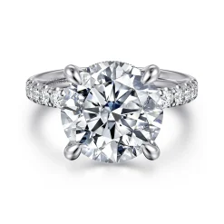 Best Gabriel & Co. Adela - 14K White Gold Round Hidden Halo Diamond Engagement Ring