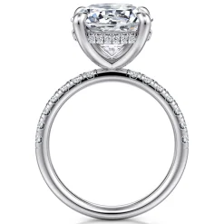 Best Gabriel & Co. Adela - 14K White Gold Round Hidden Halo Diamond Engagement Ring