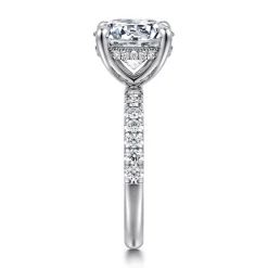 Outlet Gabriel & Co. Adela - 14K White Gold Round Hidden Halo Diamond Engagement Ring