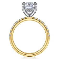 Online Gabriel & Co. Adela - 14K White-Yellow Gold Elongated Cushion Hidden Halo Diamond Engagement Ring