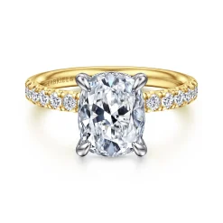 Online Gabriel & Co. Adela - 14K White-Yellow Gold Elongated Cushion Hidden Halo Diamond Engagement Ring