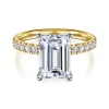 Outlet Gabriel & Co. Adela - 14K White- Yellow Gold Emerald Cut Hidden Halo Diamond Engagement Ring