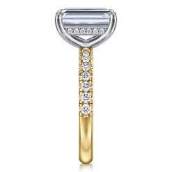 Outlet Gabriel & Co. Adela - 14K White- Yellow Gold Emerald Cut Hidden Halo Diamond Engagement Ring