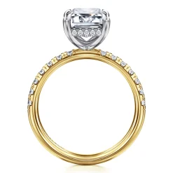 Outlet Gabriel & Co. Adela - 14K White- Yellow Gold Emerald Cut Hidden Halo Diamond Engagement Ring