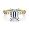 Outlet Gabriel & Co. Adela - 14K White-Yellow Gold Emerald Cut Hidden Halo Diamond Engagement Ring