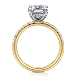 Outlet Gabriel & Co. Adela - 14K White-Yellow Gold Emerald Cut Hidden Halo Diamond Engagement Ring