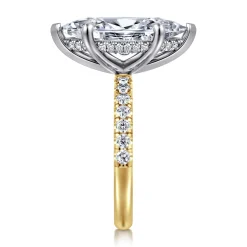 Outlet Gabriel & Co. Adela - 14K White-Yellow Gold Marquise Shape Hidden Halo Diamond Engagement Ring