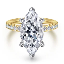 Outlet Gabriel & Co. Adela - 14K White-Yellow Gold Marquise Shape Hidden Halo Diamond Engagement Ring