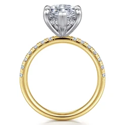 Outlet Gabriel & Co. Adela - 14K White-Yellow Gold Marquise Shape Hidden Halo Diamond Engagement Ring
