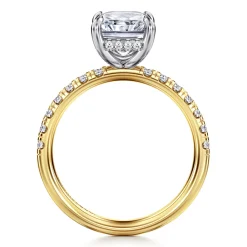 Online Gabriel & Co. Adela - 14K White-Yellow Gold Radiant Hidden Halo Diamond and Engagement Ring