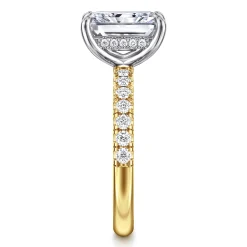 Online Gabriel & Co. Adela - 14K White-Yellow Gold Radiant Hidden Halo Diamond and Engagement Ring