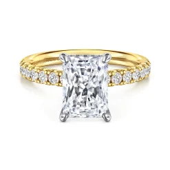 Online Gabriel & Co. Adela - 14K White-Yellow Gold Radiant Hidden Halo Diamond and Engagement Ring