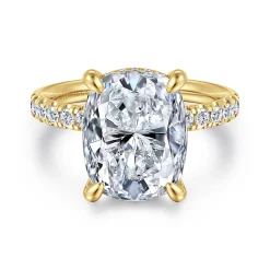 New Gabriel & Co. Adela - 14K Yellow Gold Elongated Cushion Hidden Halo Diamond Engagement Ring