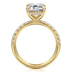 Clearance Gabriel & Co. Adela - 14K Yellow Gold Emerald Cut Hidden Halo Diamond Engagement Ring
